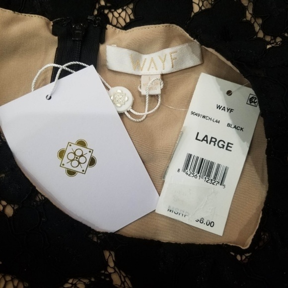 Wayf Women's Large Black Drake Cutout Lace Sleeveless Mini Cocktail Dress - Picture 2 of 5